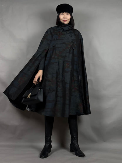 【大島紬】インバネスコート（証紙付きアンサンブル）