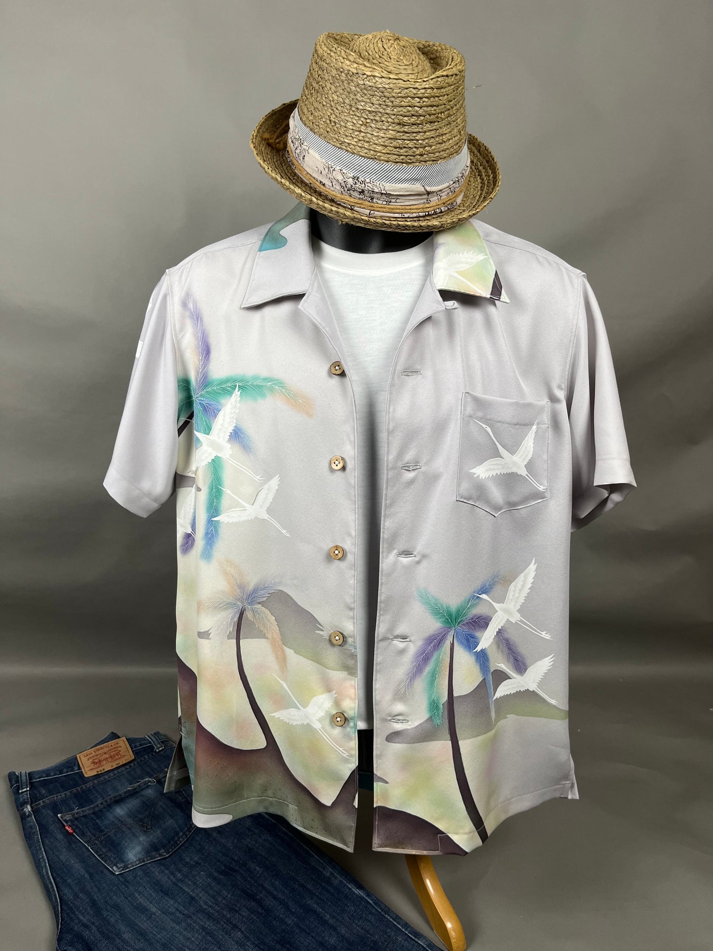 "Shiroai no cho" Remade Aloha Shirt