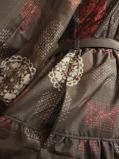 【大島紬】フリル襟大人ティアードスカートドレス　