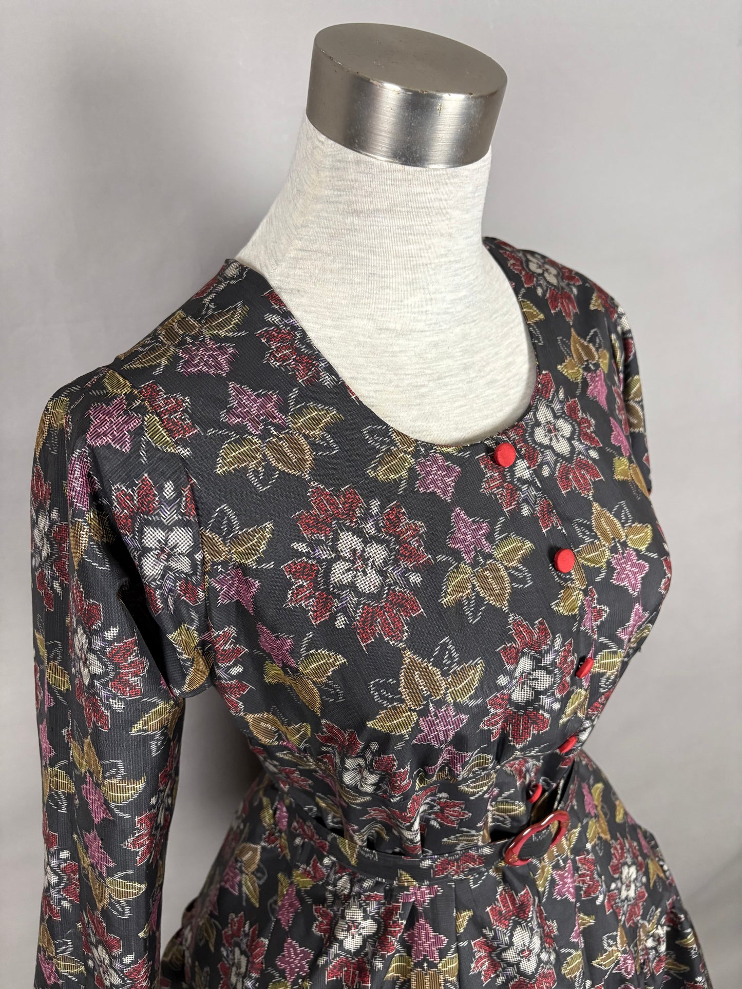 【大島紬】ヴィンテージ風ティアードサーキュラードレス　