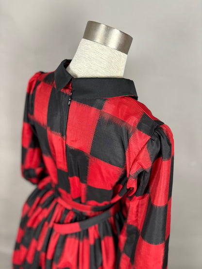 【アンティーク着物】銘仙市松ドレス