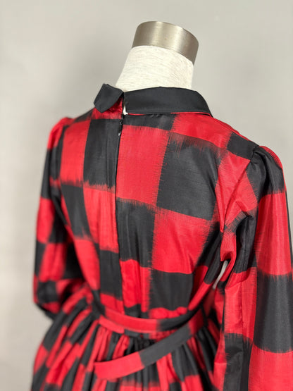 【アンティーク着物】銘仙市松ドレス