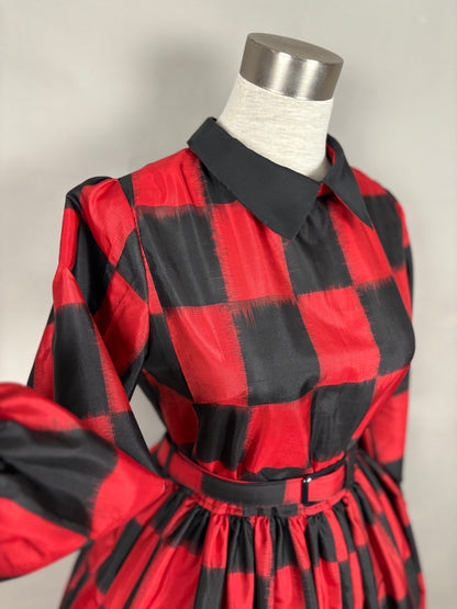 【アンティーク着物】銘仙市松ドレス