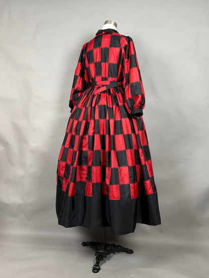 【アンティーク着物】銘仙市松ドレス