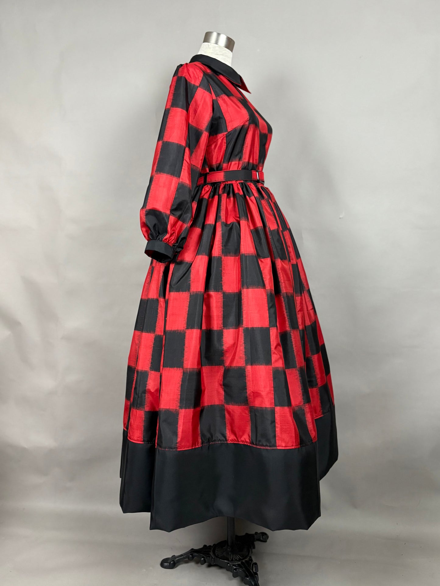 【アンティーク着物】銘仙市松ドレス