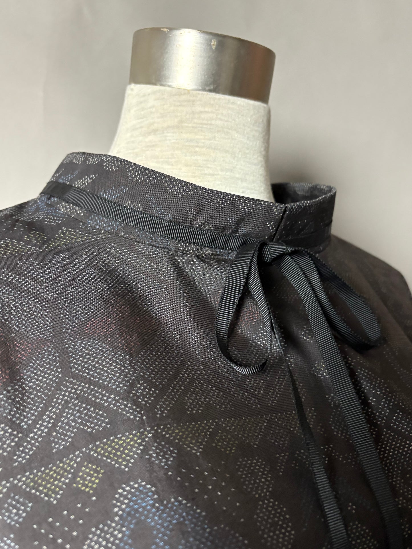 【大島紬】ドロップショルダーギャザースカートドレス