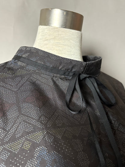 【大島紬】ドロップショルダーギャザースカートドレス